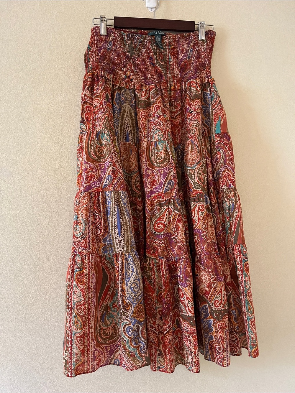 Lauren Ralph Lauren Tiered Paisley Peasant Maxi Skirt size M - Picture 2 of 5